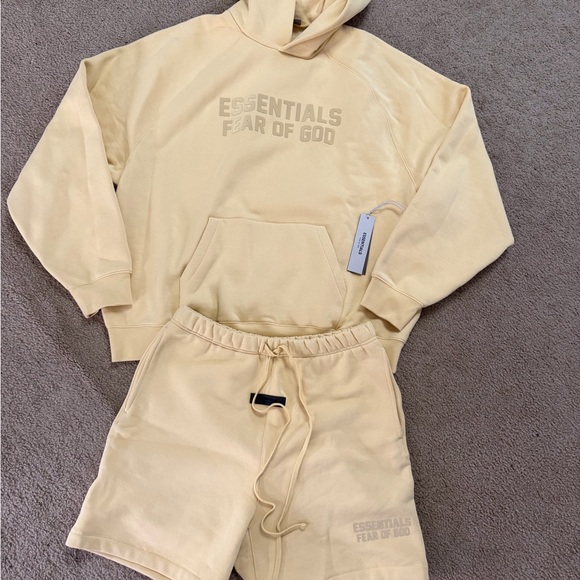 Fear of God Other - Fear of God Essentials Yellow Hoodie and Shorts Set